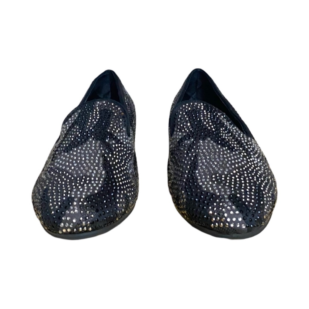 Steve Madden Black and Silver Perforated Flats
